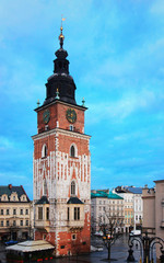Fototapeta premium Town Hall Tower in Main Market Square Krakow