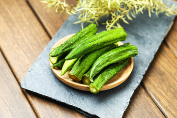 Dried Okra on stone board