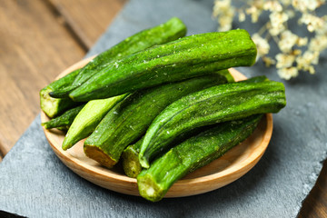 Dried Okra on stone board