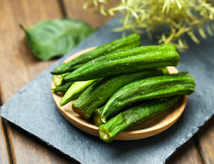 Dried Okra on stone board