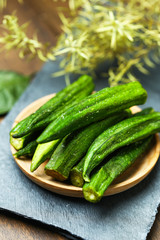 Dried Okra on stone board