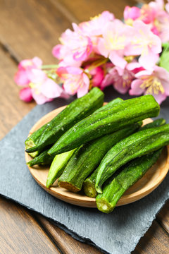 Dried Okra on stone board