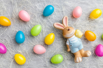Fototapeta na wymiar Easter holiday bunny on a rustic background