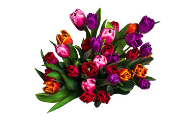 Bouquet with colorful tulips