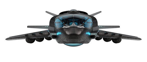 Futuristic spacecraft isolated on white background 3D rendering © sdecoret