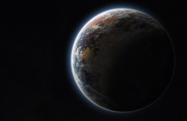 Distant planet system in space with exoplanets 3D rendering elements of this image furnished by NASA