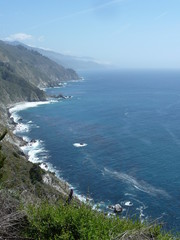 View of the Pacific Ocean along Highway 1 in California just south of Big Sur