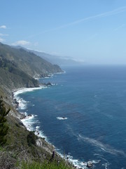 View of the Pacific Ocean along Highway 1 in California just south of Big Sur