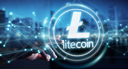 Businessman using litecoins cryptocurrency 3D rendering