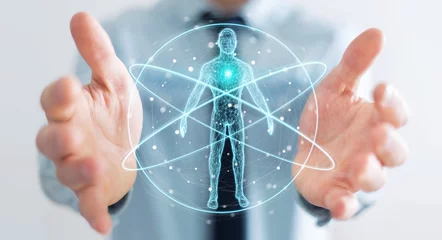 Foto op Plexiglas Businessman using digital x-ray human body scan interface 3D rendering © sdecoret