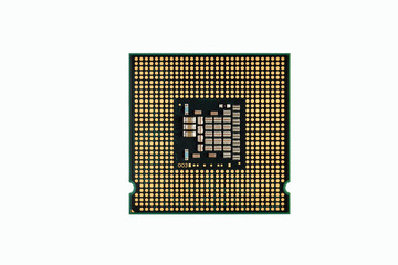 CPU (Central Processing Unit) top view microchip isolated on white background