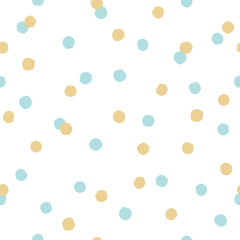 Blue and gold confetti background. Vector seamless pattern