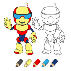 Robot toy. Vector coloring book illustration.