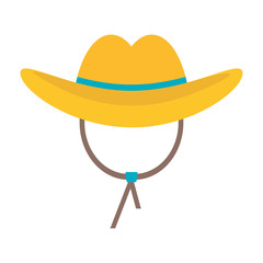 Cowboy hat icon. Flat vector cartoon illustration. Objects isolated on white background.