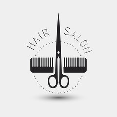 Scissors comb vector hair salon logo illustration