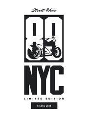 Vintage bikers club vector t-shirt logo isolated on white background