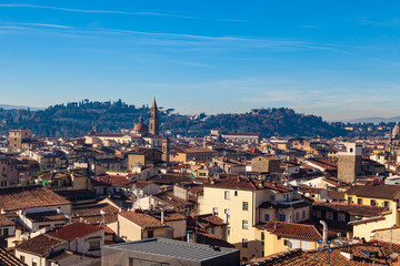Naklejka premium Basilica di Santo Spirito, view over the rooftops of Florence, Toscana, Italy