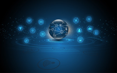 Global network connection World map abstract technology background global business innovation concept
