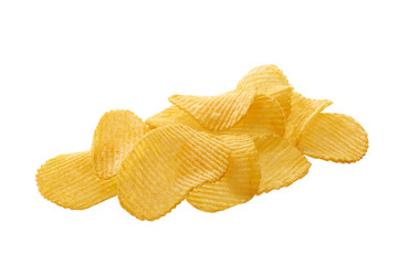 potato chips on white background isolated