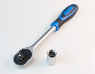 Vanadium socket wrench on white background