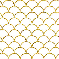 Glitter mermaid tail seamless pattern. Fish scale texture. Tillable background for girl fabric, textile design, wrapping paper, swimwear or wallpaper. White glitter mermaid background with fish skin. © Holo Art