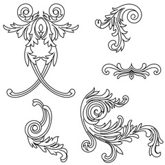 Obraz na płótnie Canvas Vintage baroque ornament, corner. Retro pattern antique style acanthus. Decorative design element filigree calligraphy vector. - stock vector