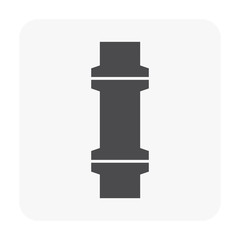 Pipe vector icon. Made from steel or metal connection by flange fitting fixing by screw and bolt. Part for pipeline construction to transport oil and gas in industry, water in plumbing and irrigation.