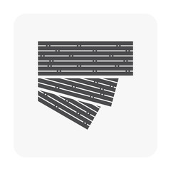 Timber or lumber icon. That is wood has been sawed or split process into beam, plank or board in wood production industry. For construction i.e. structural, wall and floor. Also for furniture making.