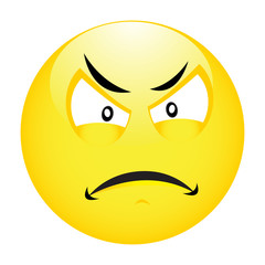 Angry emoticon face isolated on white background