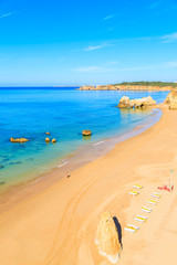 Beautiful sandy Praia da Rocha beach in Portimao town, Algarve, Portugal
