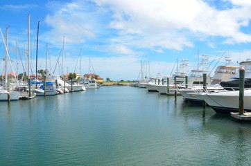 Fototapeta na wymiar Boats moored at a marina Florida, USA