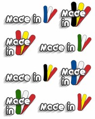 Different Creative Abstract Countries Made In Badges With Flags vector illustration