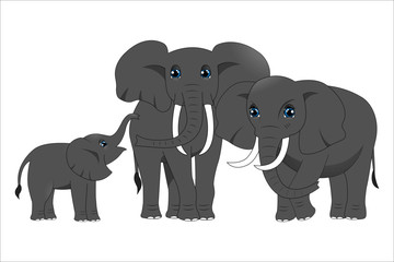 Family of cute cartoon elephants