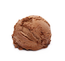 Chocolate ice cream ball isolated on white background