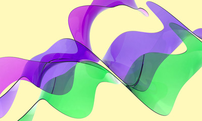 3d rendering background abstract glass figures curls pastel tones art design