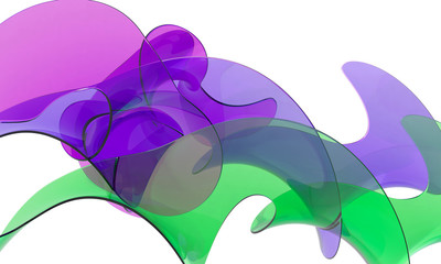 3d rendering background abstract glass figures curls pastel tones art design