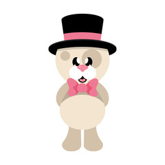 cartoon cute dog with tie and cap