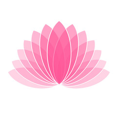 Pink Lotus Flower Icon Logo on White Background Illustration