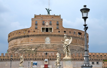 Castel and Ponte Sant'Angelo in Rome, Italy. 

