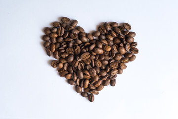 Heart made from coffee beans