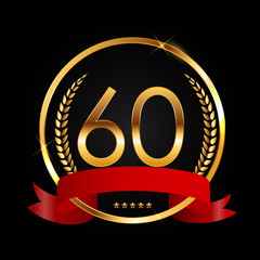 Template Logo 60 Years Anniversary Vector Illustration