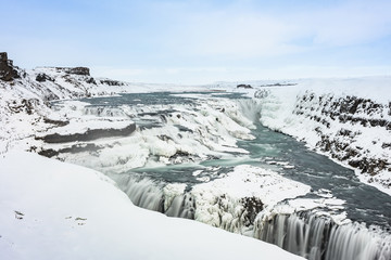 gullfoss waterfall, one of the golden circle landmarks in iceland