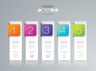 Fototapeta na wymiar Infographics design vector and business icons with 5 options.