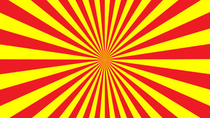 Red yellow rays background. Sun rays poster. Sunbeams. Pop Art Background. Retro Background. Comics star burst rays. Vintage abstract background with rays. Bright colors. Vector AI10
