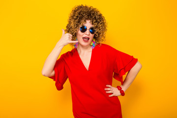 Attractive woman with short curly hair