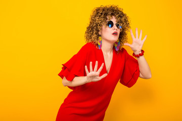 Attractive woman with short curly hair