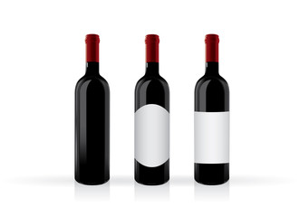 bottle of red wine mock up vector template