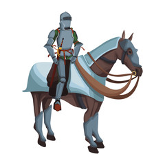 Medieval warrior on horse vector illustration graphic design
