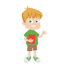 Cute school boy cartoon vector illustration graphic design