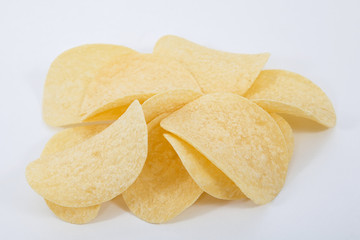 Potato chips isolated on white background